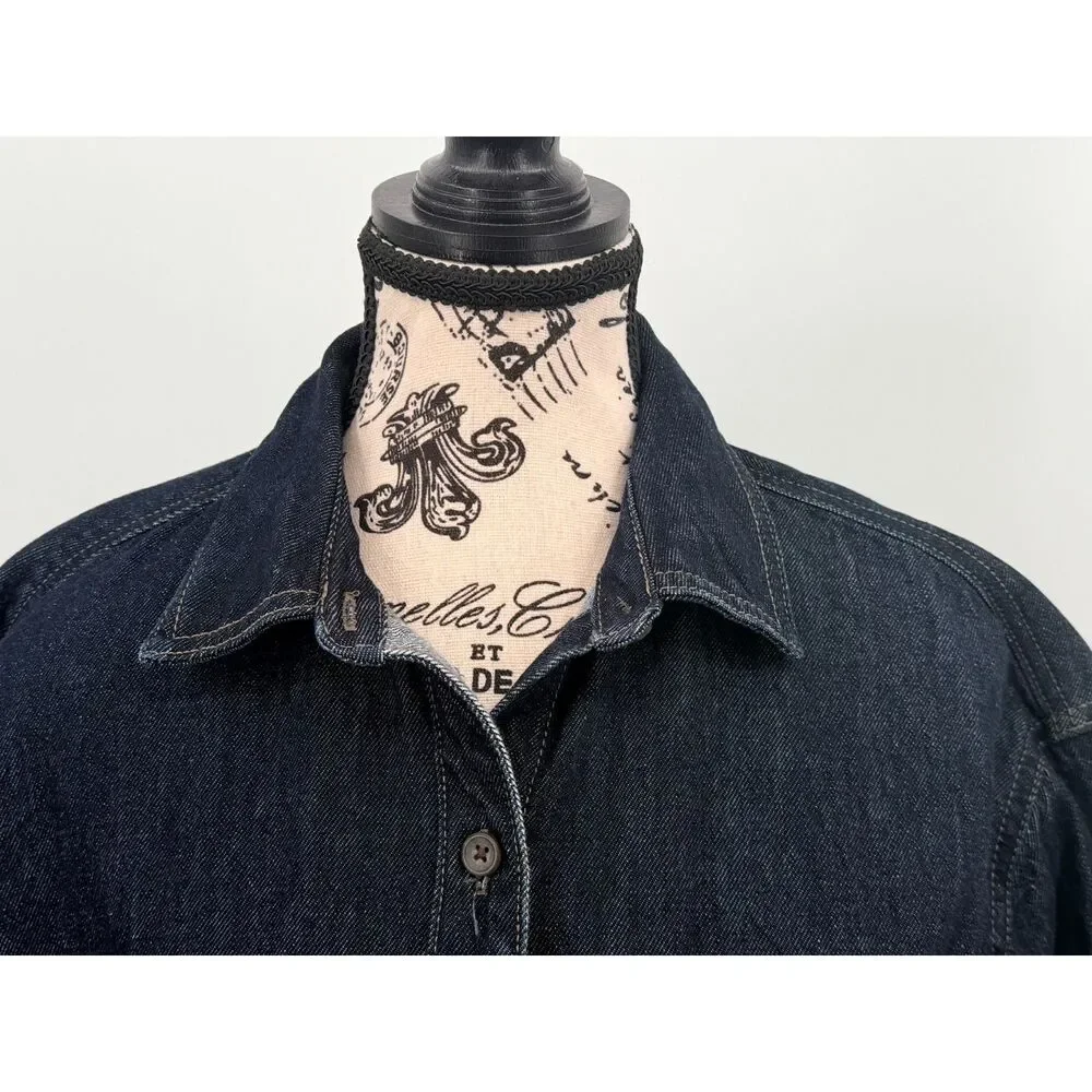 Old Navy 100% Cotton Heavy Denim Rancher Boyfriend Shirt Jacket XL Women Layer - Picture 3 of 11